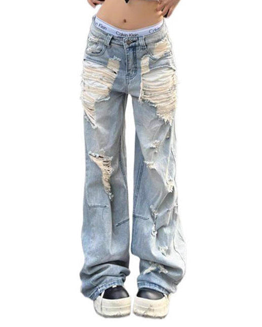 Vintage Ripped Wide-Leg Jeans