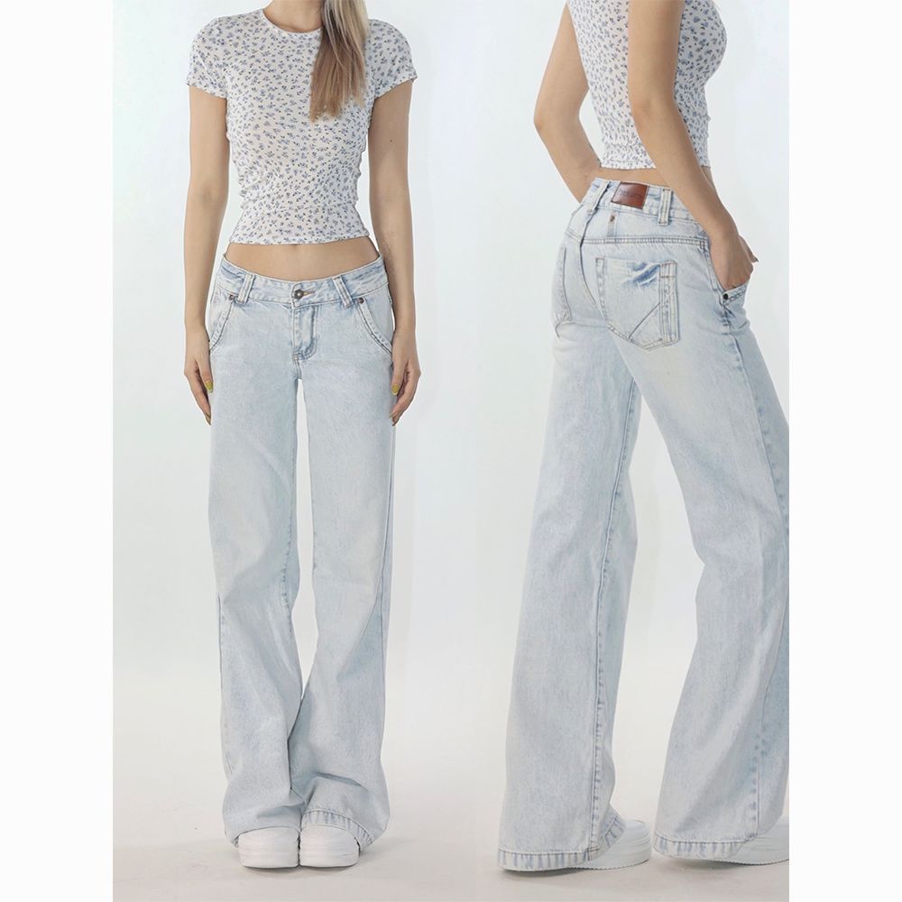 Ice Wash Low Rise Jeans