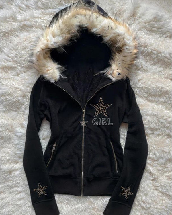 Leopard Star Fur Hood vest