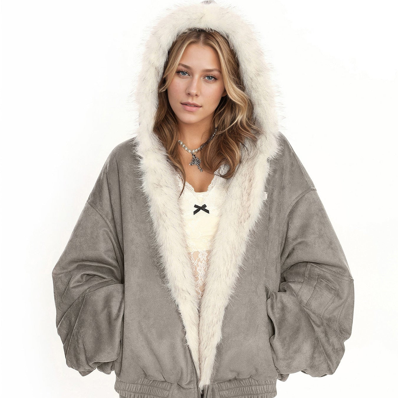 Lovy reversible hooded fur jacket