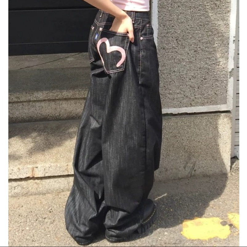 Heart Pocket Baggy Jeans
