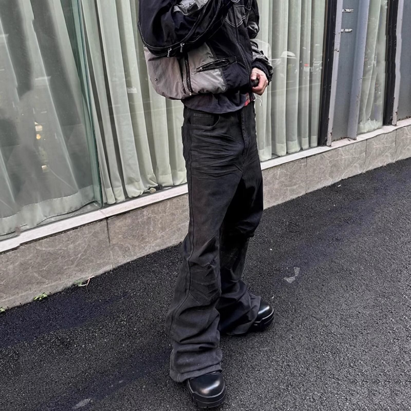 Waxed Flare Jeans