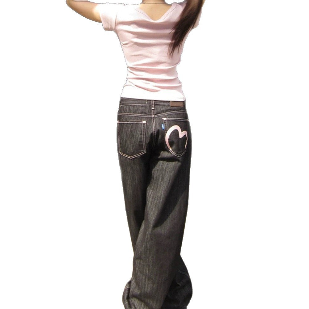 Heart Pocket Baggy Jeans