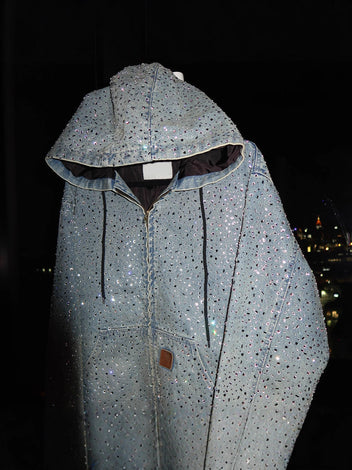 Rhinestone denim hoodie