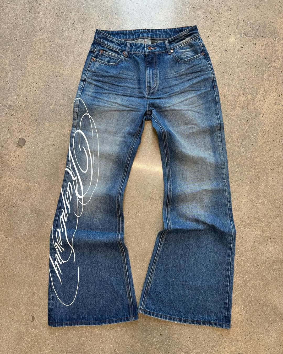 Script Flared Jeans