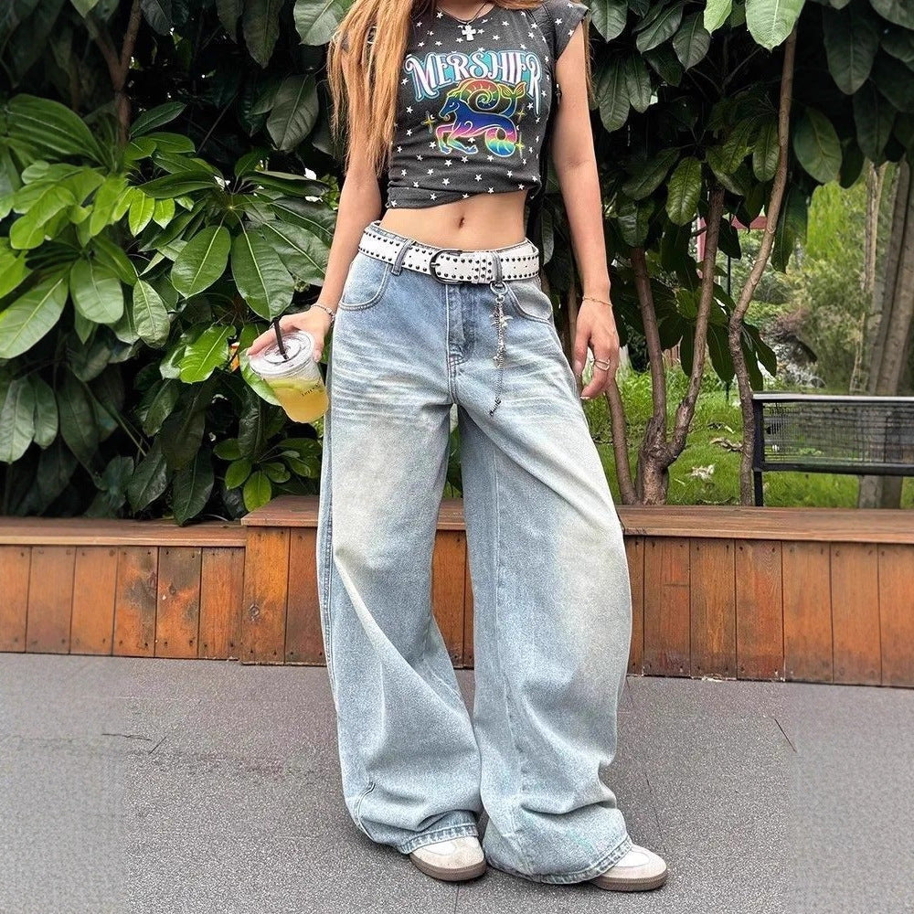 Embroidered Pocket Baggy Jeans