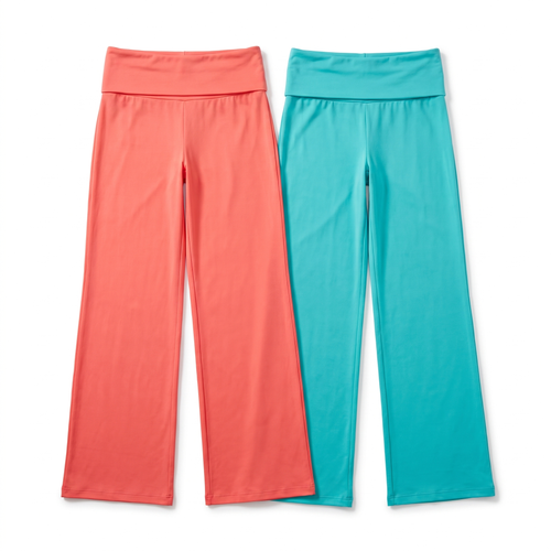 Lovy Wide Leg Pants - coral and teal
