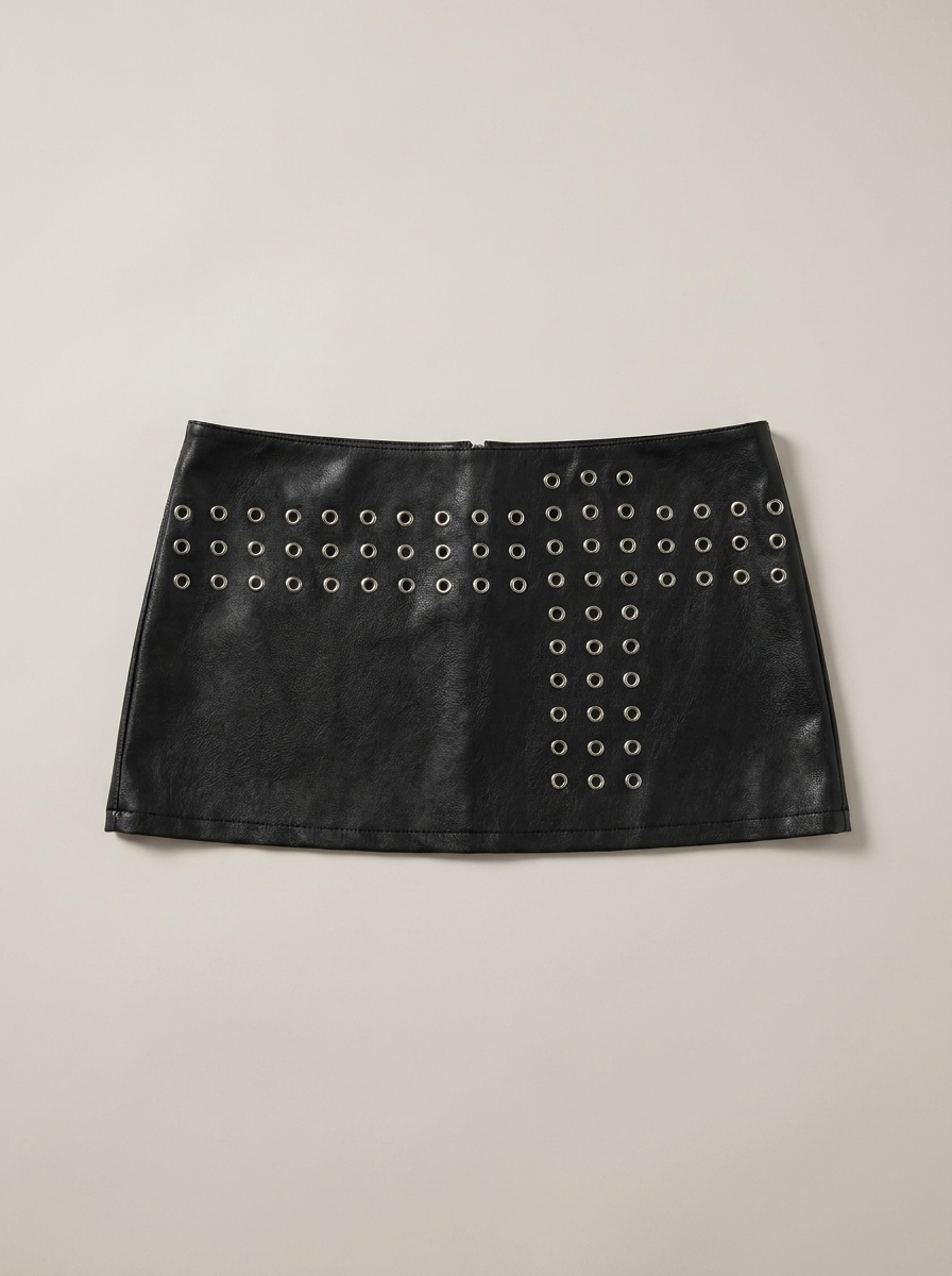 Eyelet Punk Mini Skirt - front