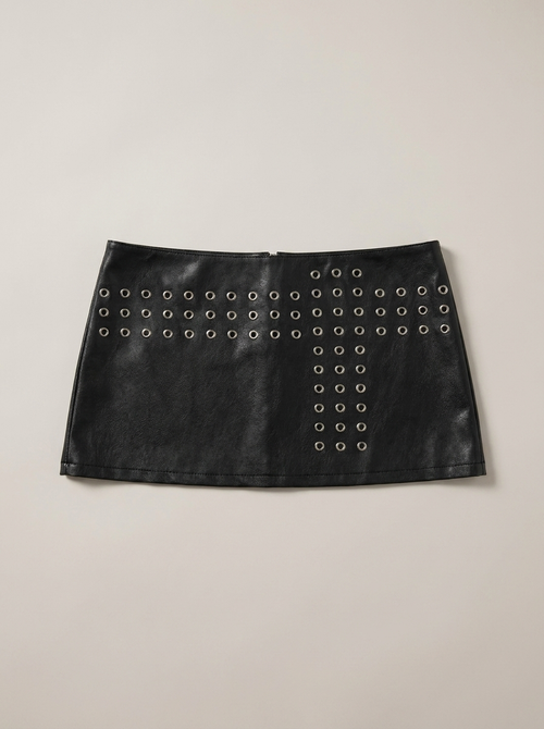 Eyelet Punk Mini Skirt - front