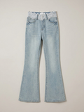 Lace Waist Flared Jeans - front