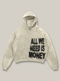 Washed Slogan Hoodie - Apricot (All We Need Is Money)