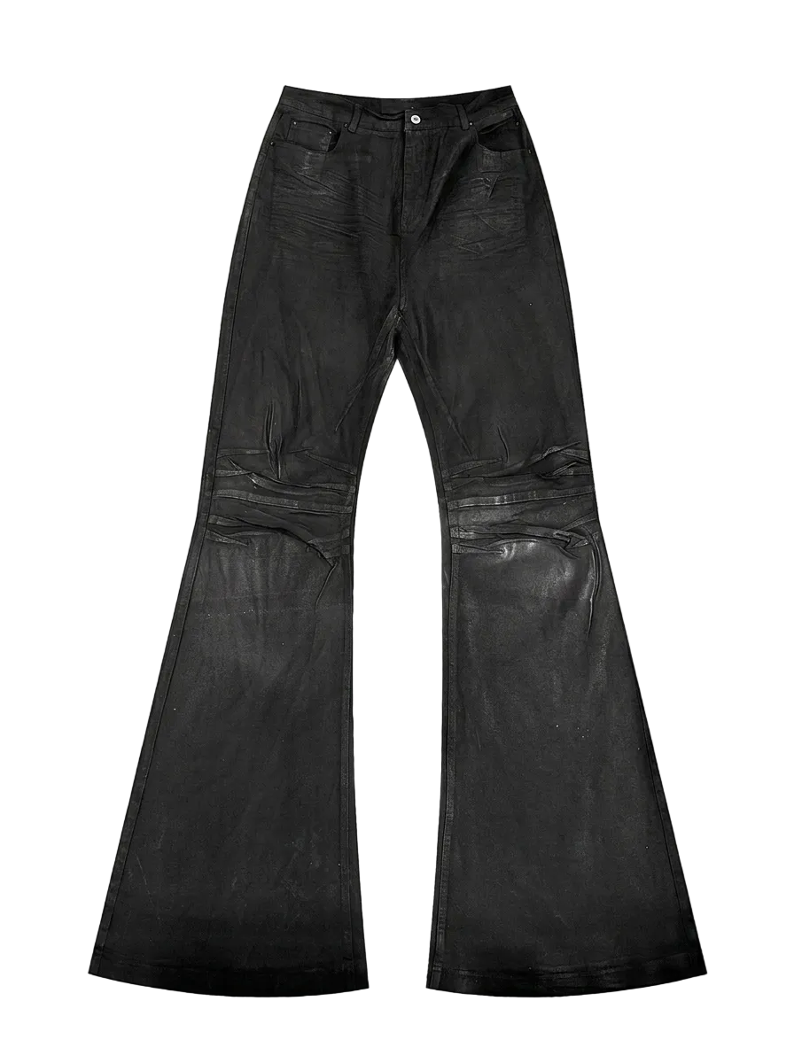Waxed Flare Jeans - front