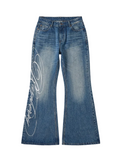 Script Flared Jeans - Blue