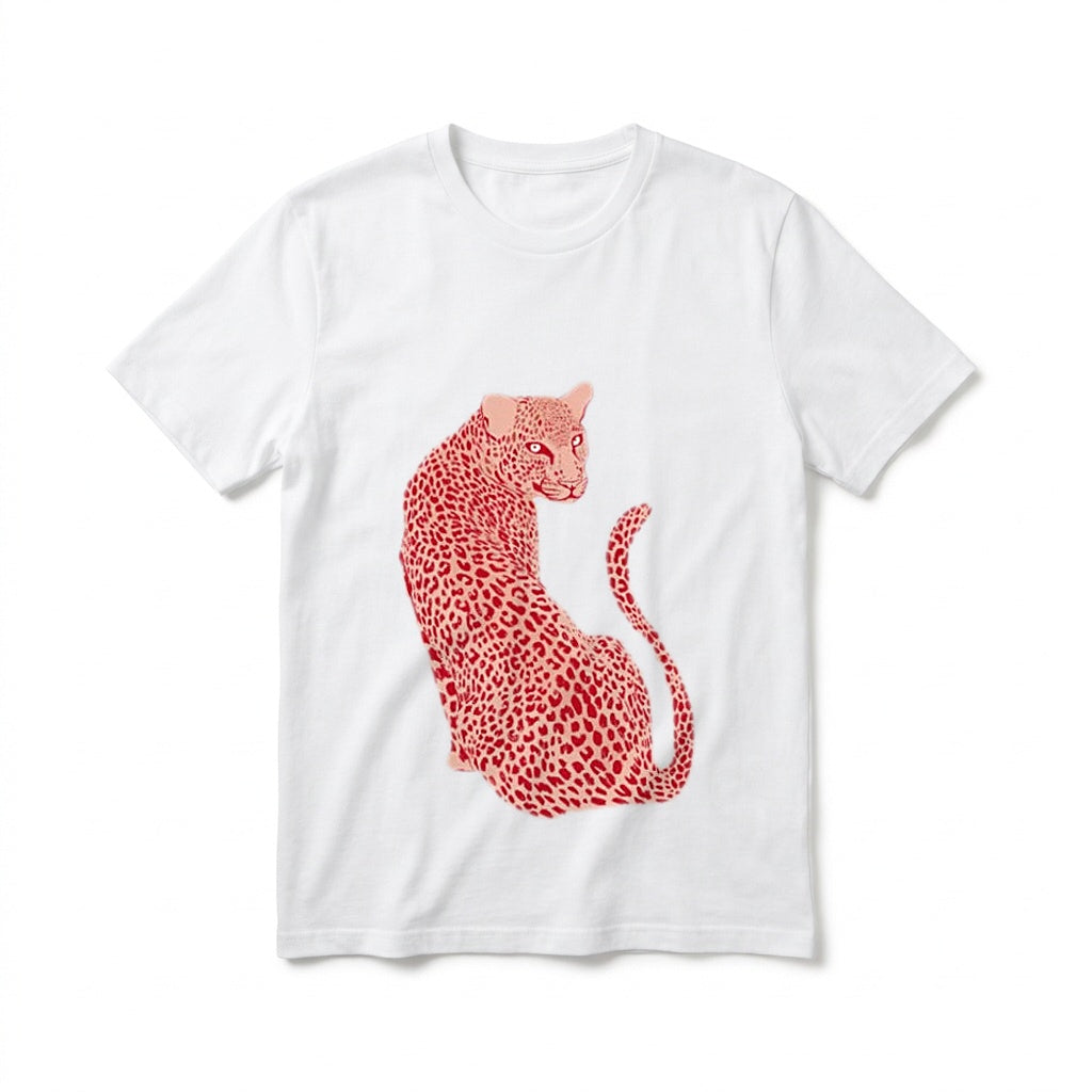 Red Leopardess baby tee, front