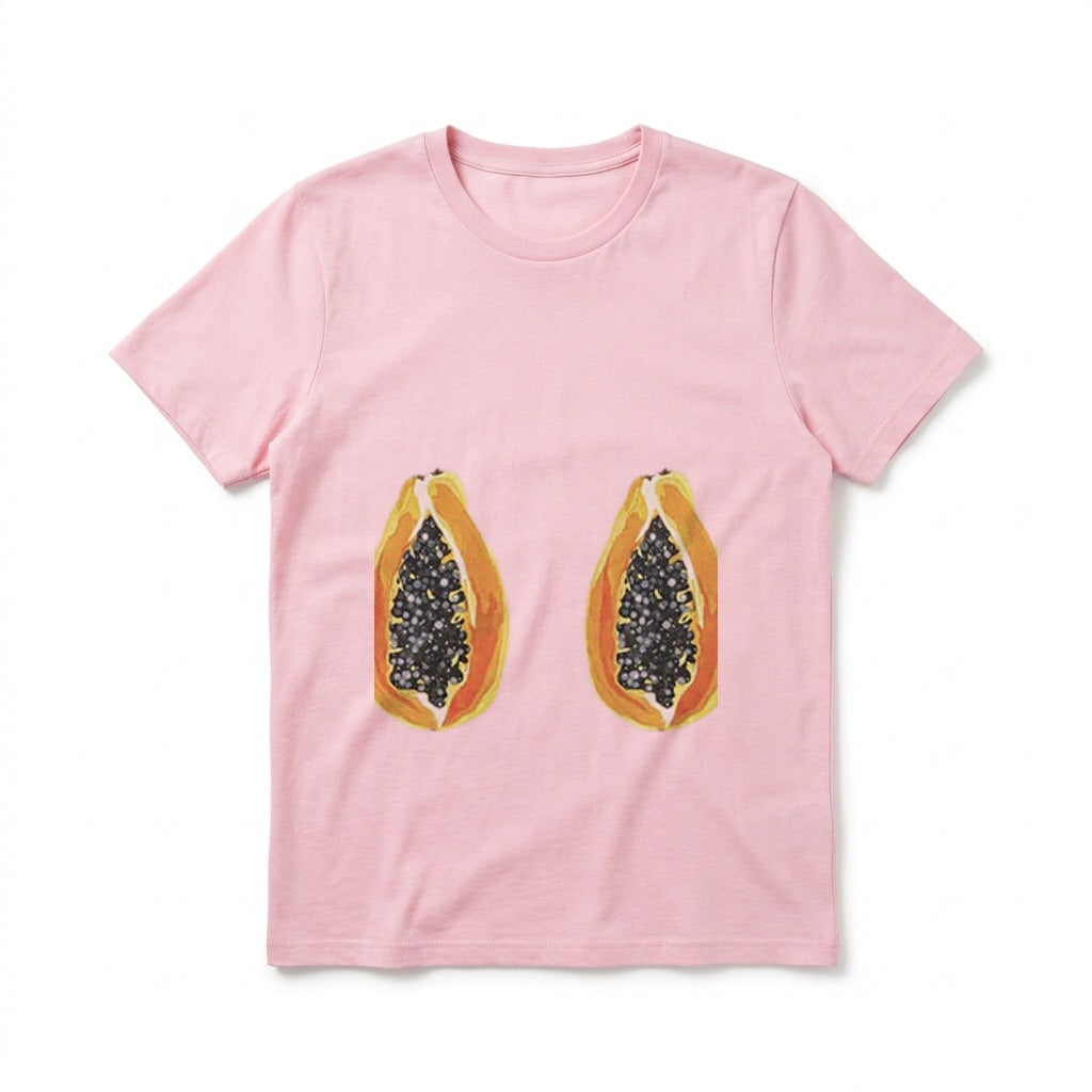 Papaya baby tee in pink, front
