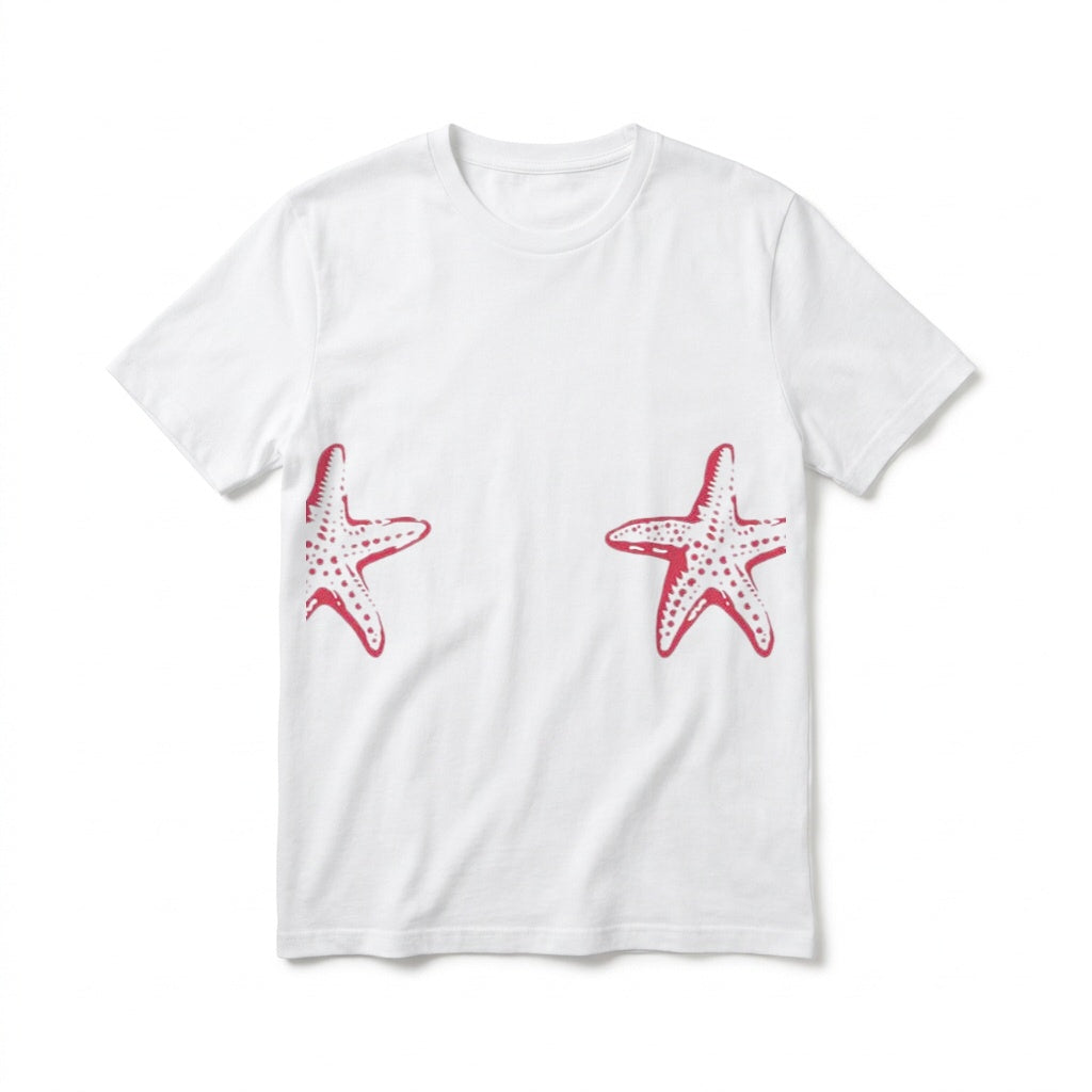 Red Starfish baby tee, front