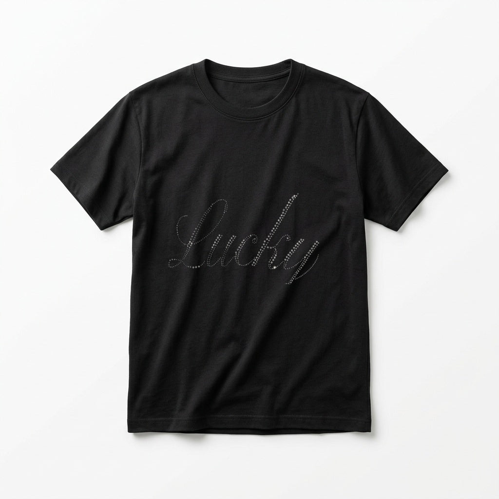 Lucky baby tee in black, front