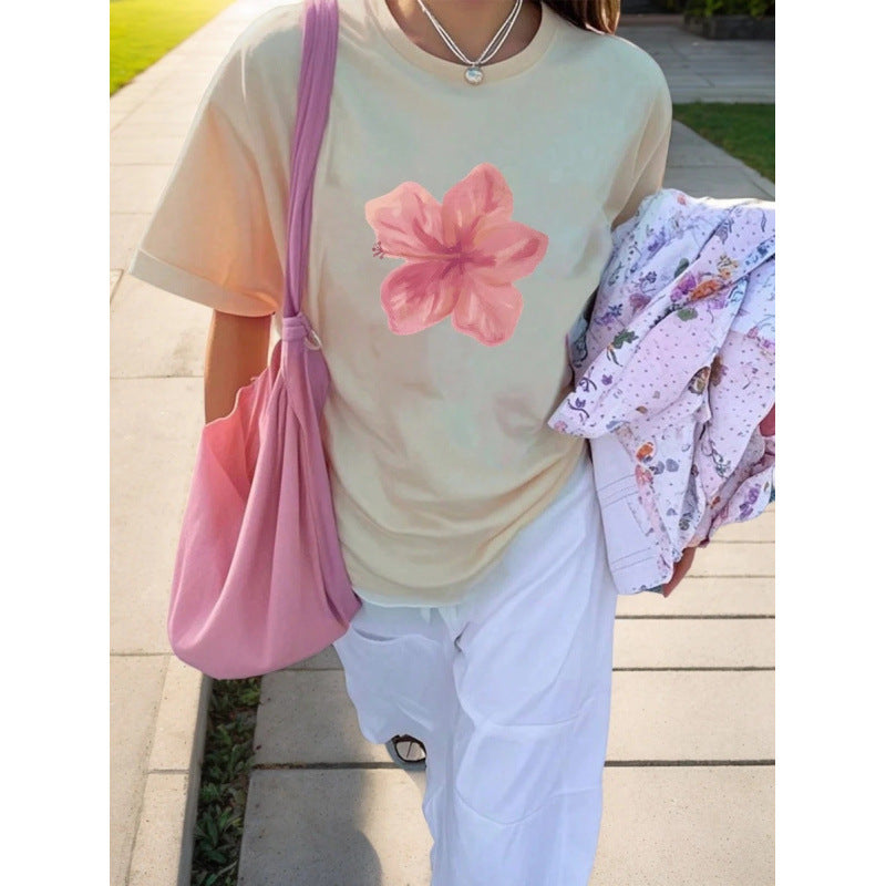 Apricot blush hibiscus baby tee