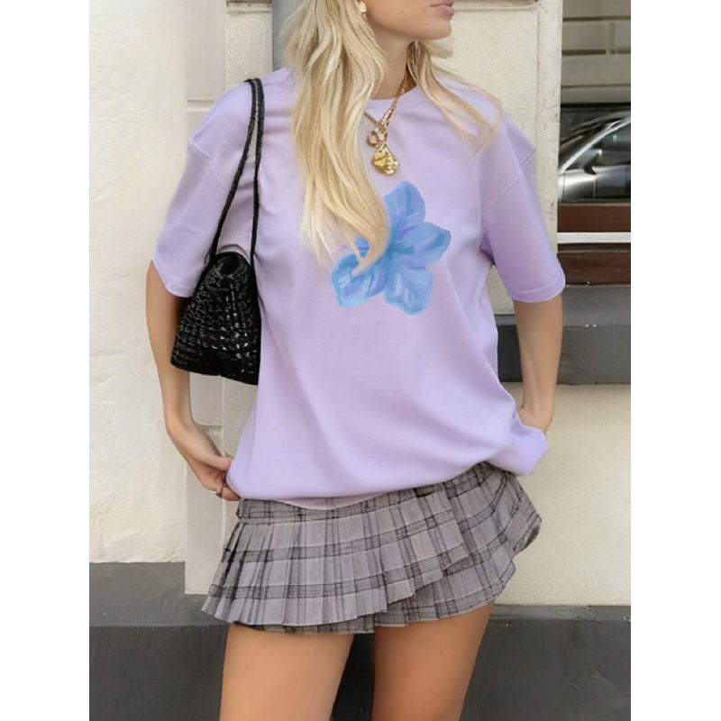 Purple blush hibiscus baby tee