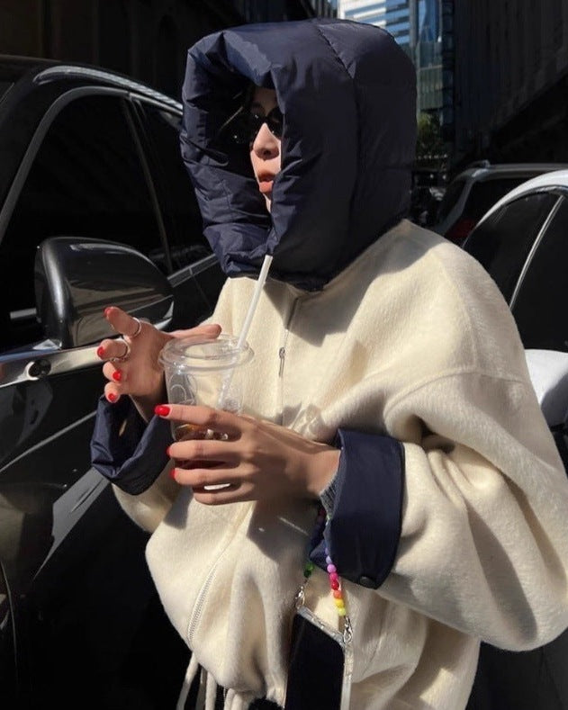 Apricot brushed hooded jacket