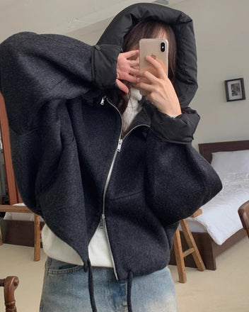 Brushed hooded jacket
