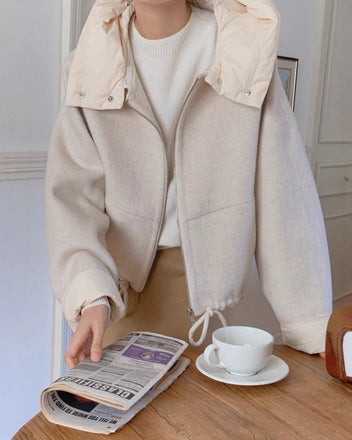 Brushed hooded jacket