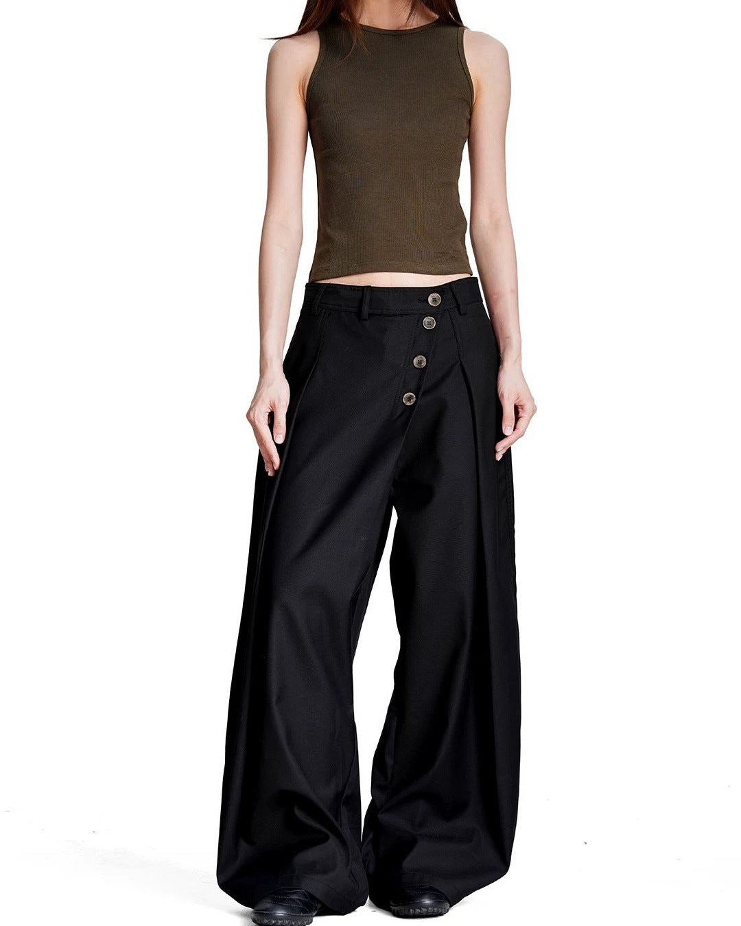 Button front trousers