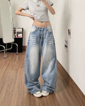 Blue faded baggy jeans