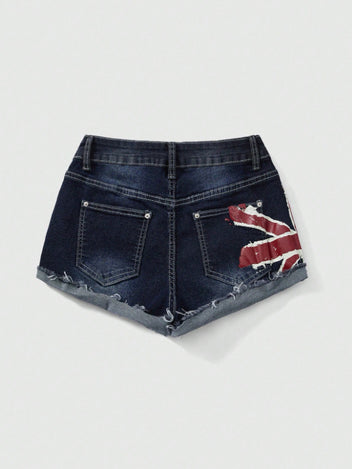Flag print shorts