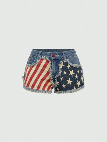Flag print shorts