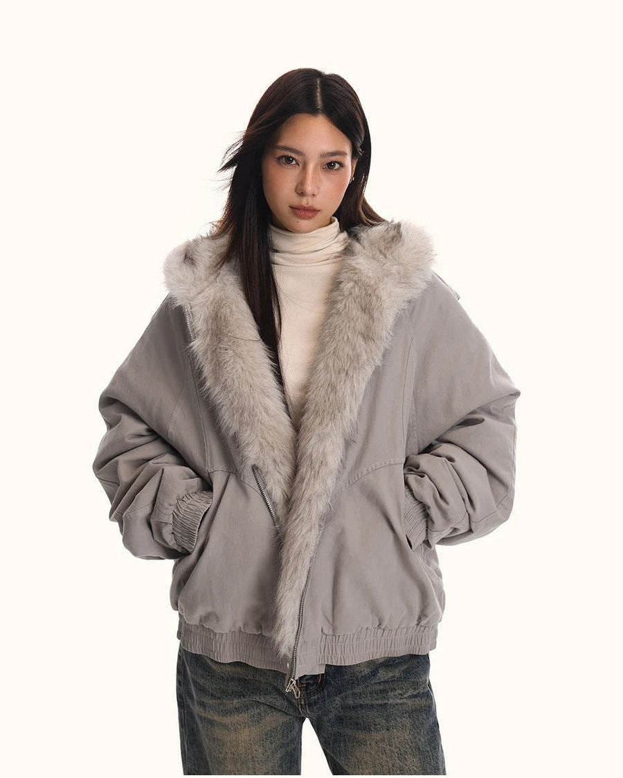 Fur hooded jacket