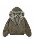 Fur suede hood
