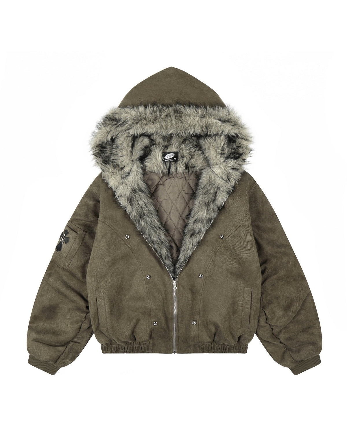 Fur suede hood
