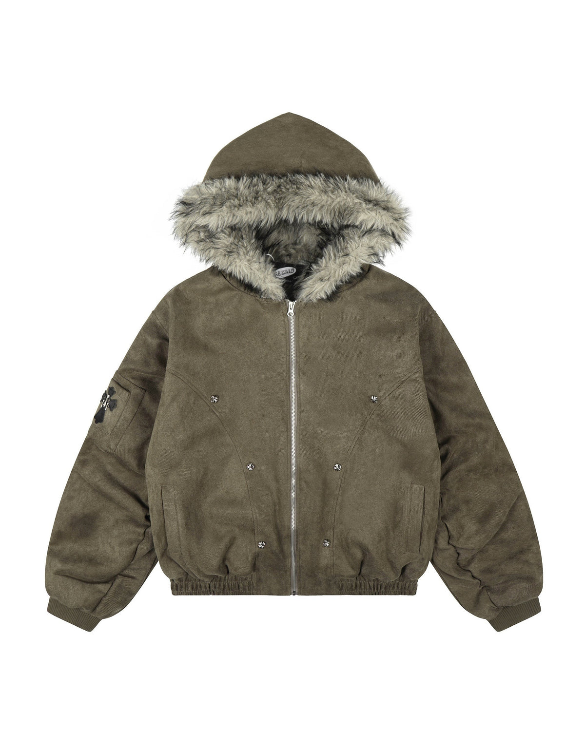 Fur suede hood