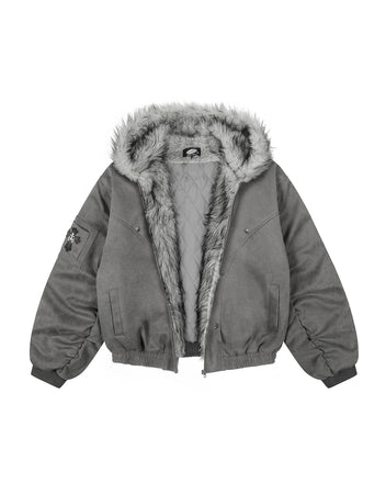 Fur suede hood