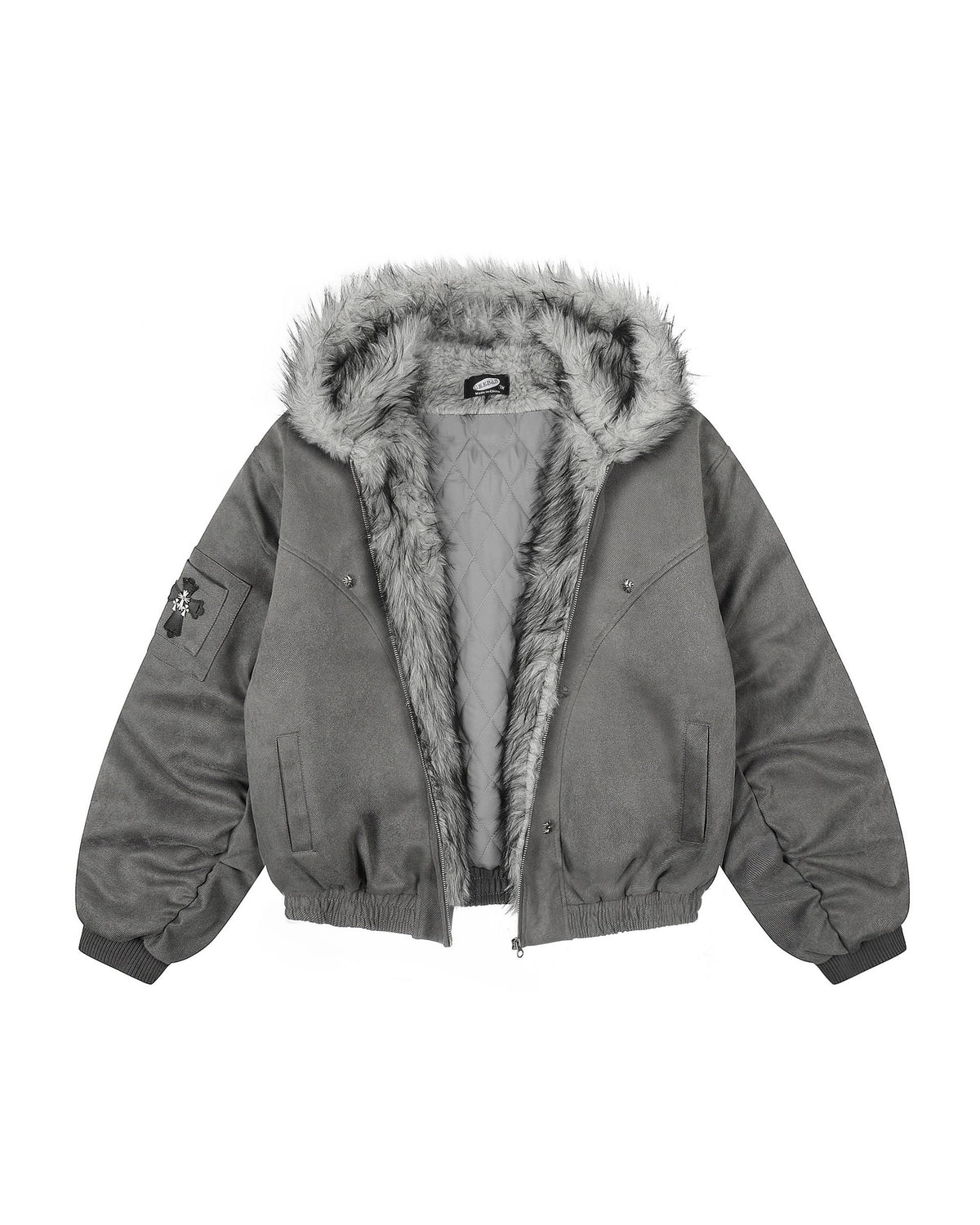 Fur suede hood