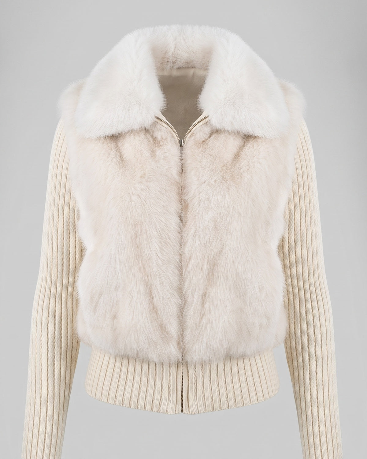 White knit sleeve vest
