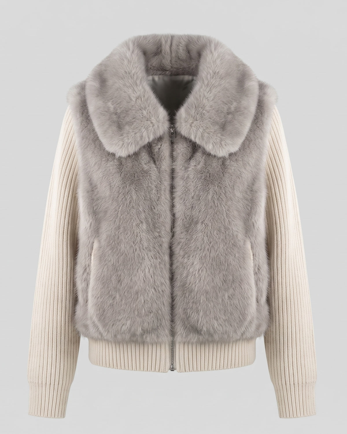 Grey knit sleeve vest
