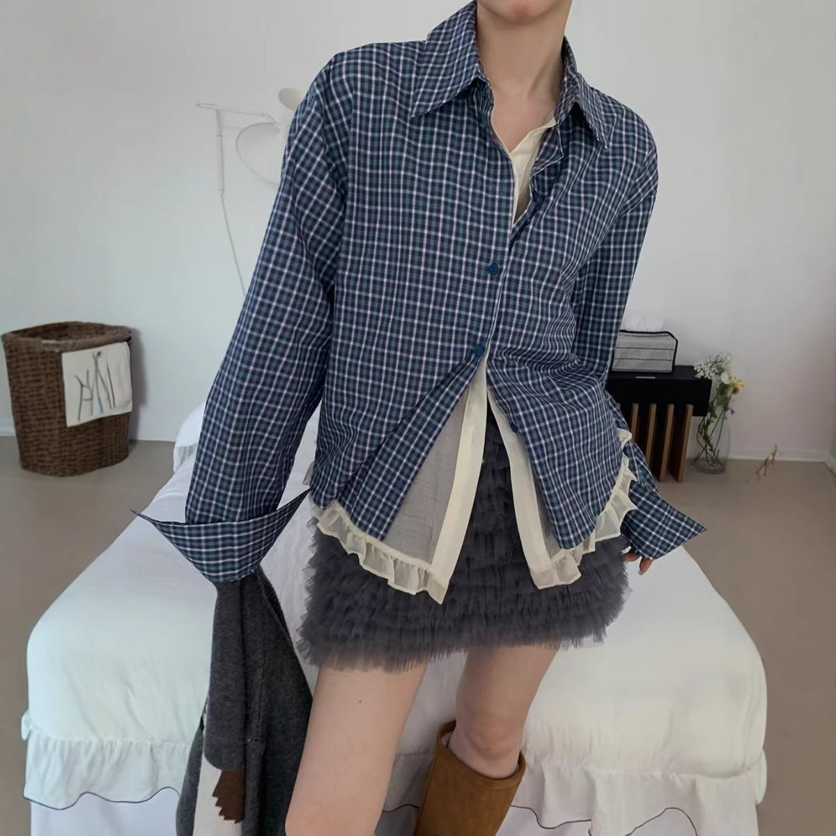 Blue flannel top