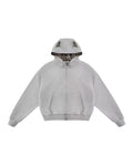 Grey leopard print lined hoodie