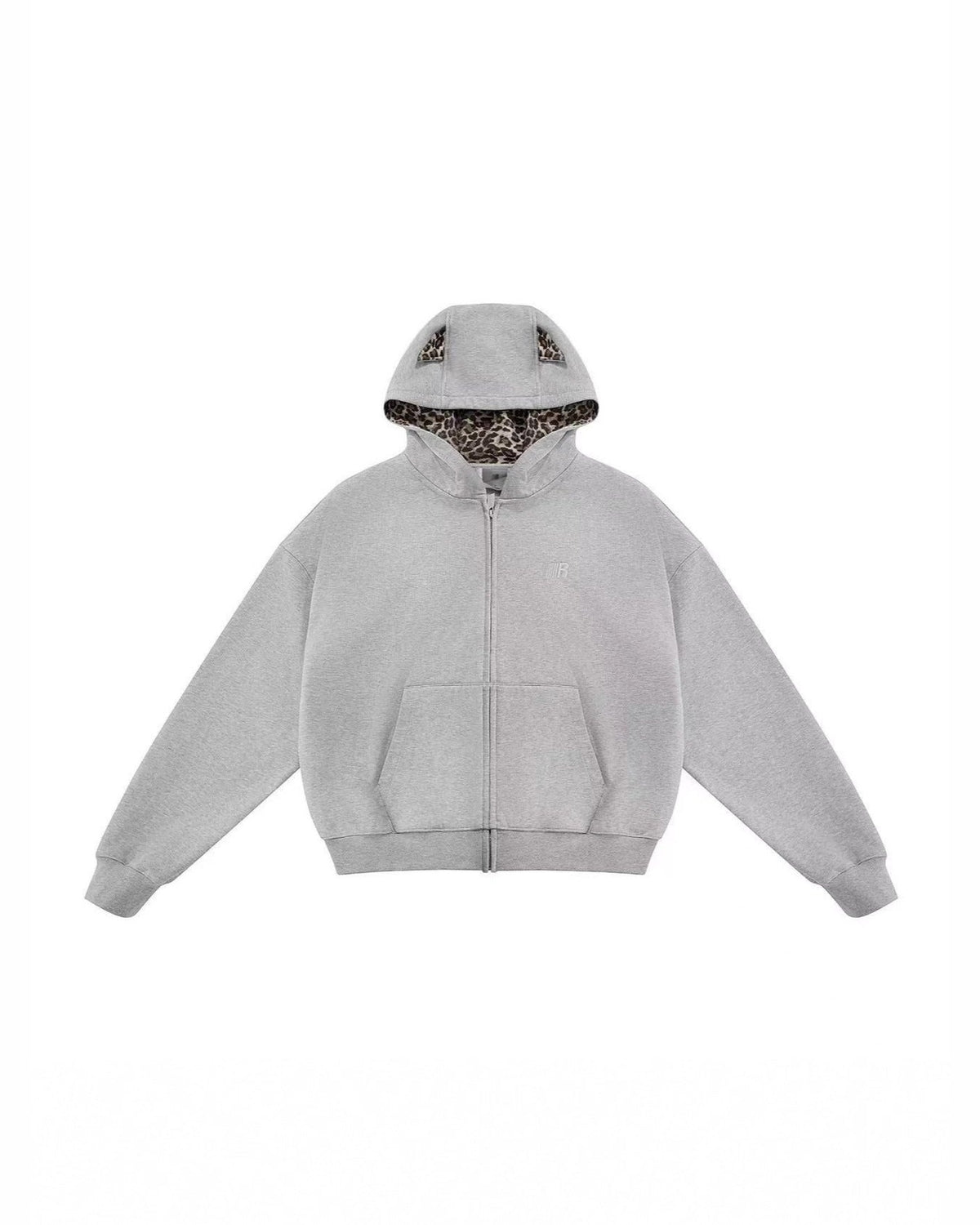 Leopard print lined hoodie
