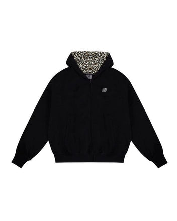 Leopard print lined hoodie
