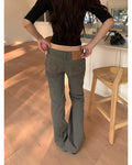 Khaki low rise trousers