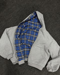 Grey reversible plaid hoodie