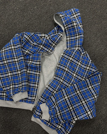 Reversible plaid hoodie