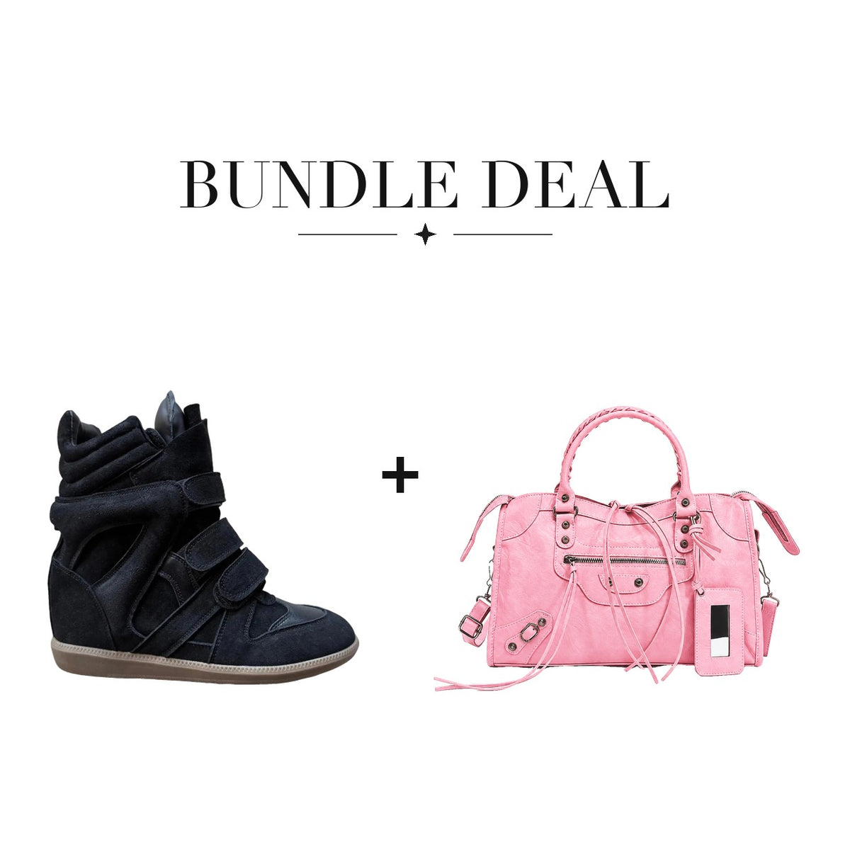 Lovy Sneaker Black + City bag Bubblegum Pink