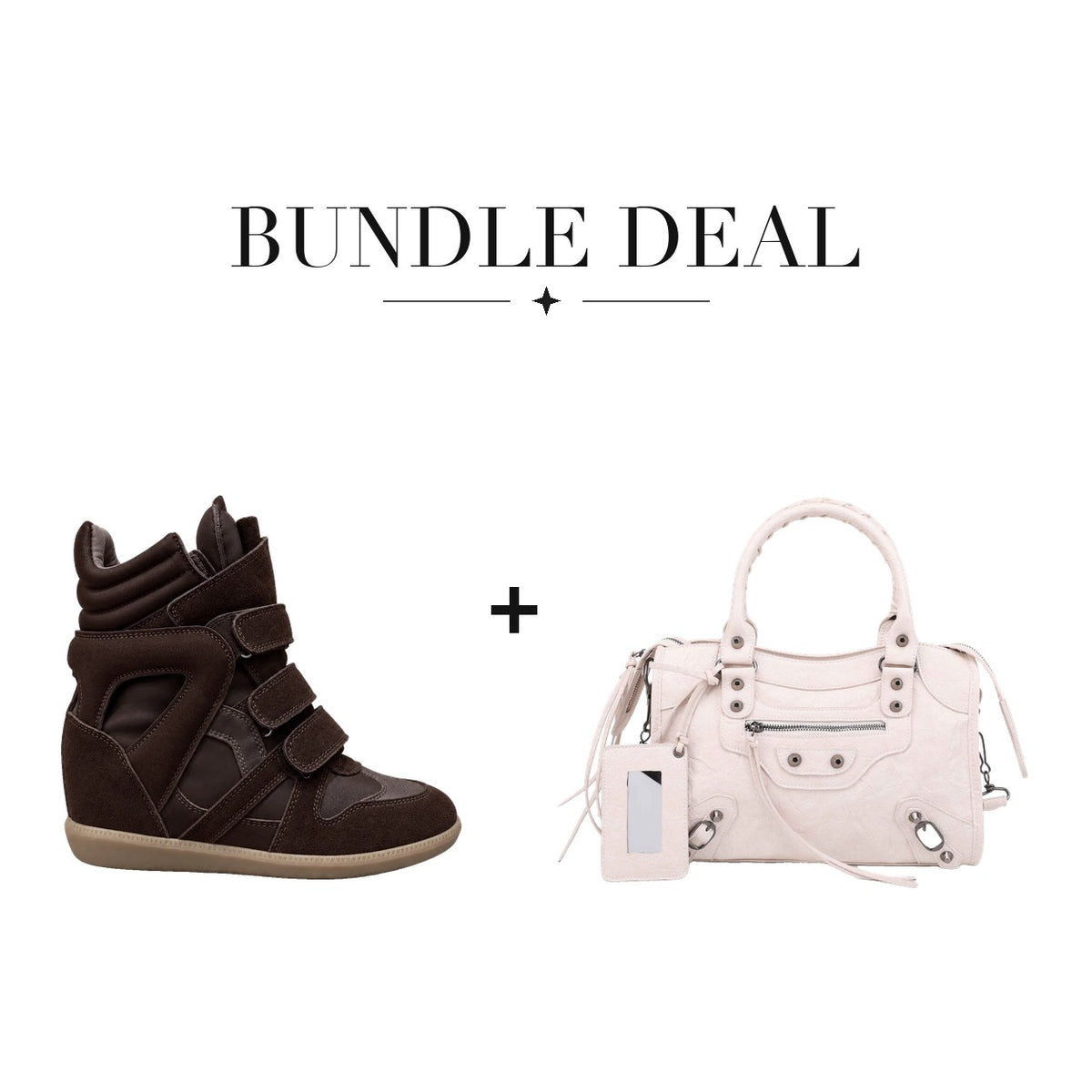 Lovy Sneaker Brown + City bag Light Pink