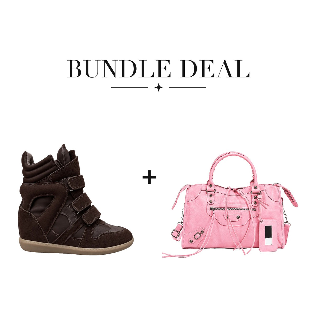 Lovy Sneaker Brown + City bag Bubblegum Pink