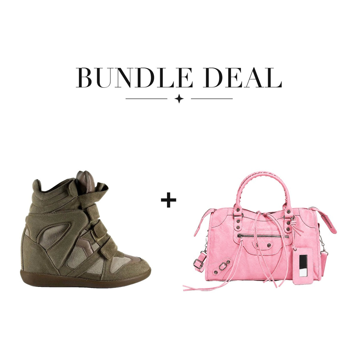 Lovy Sneaker Green + City bag Bubblegum Pink