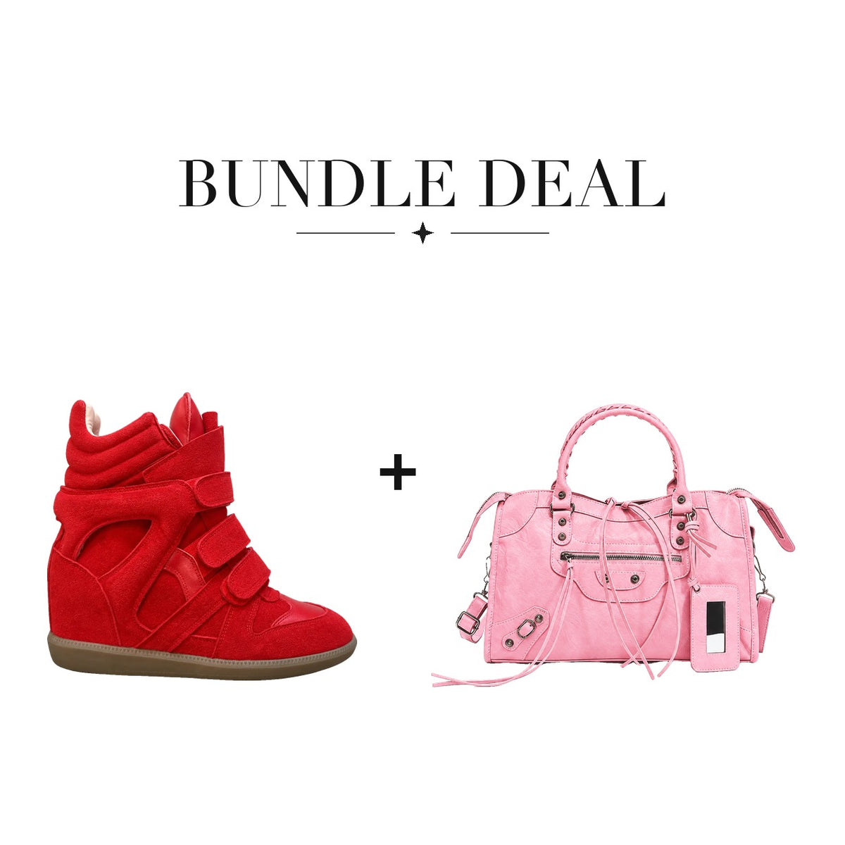 Lovy Sneaker Red + City bag Bubblegum Pink